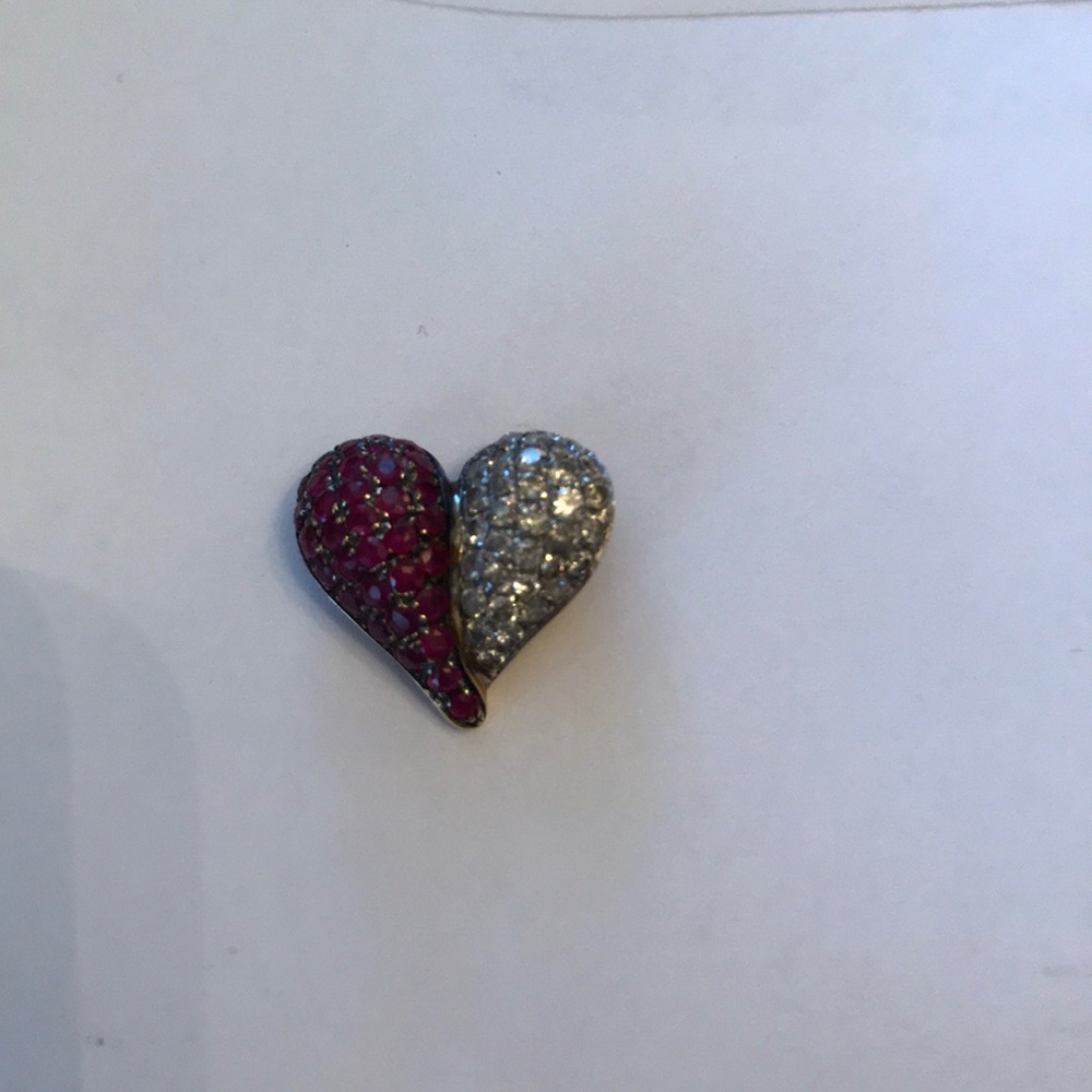14k gold!!!! Half Ruby Half Diamond 💎 pendant!!!